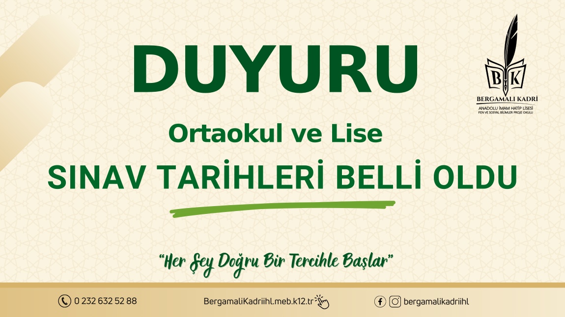 SINAV TARİHLERİ BELLİ OLDU